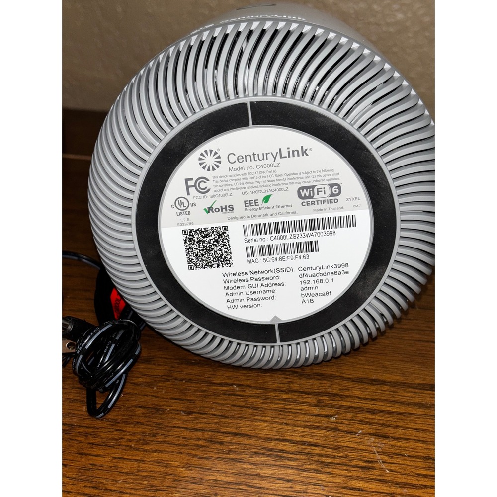 CenturyLink C4000LZ WiFi 6 DSL Modem Router High Speed Wireless Gateway White - Picture 5 of 5